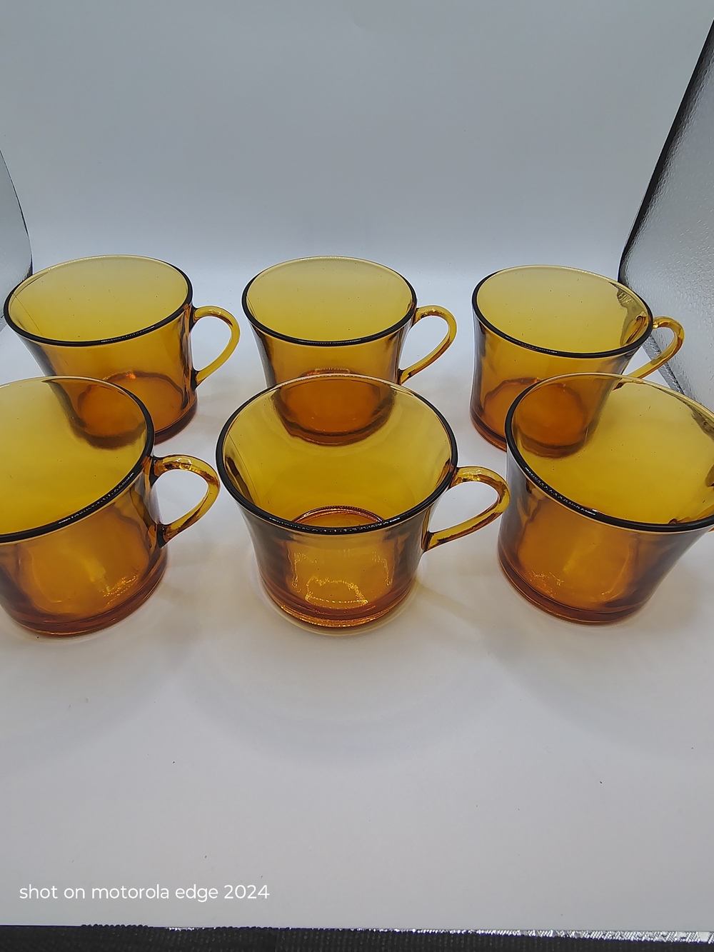 Vintage Duralex France Amber Glass Coffee/Tea Mugs (Set of 6)